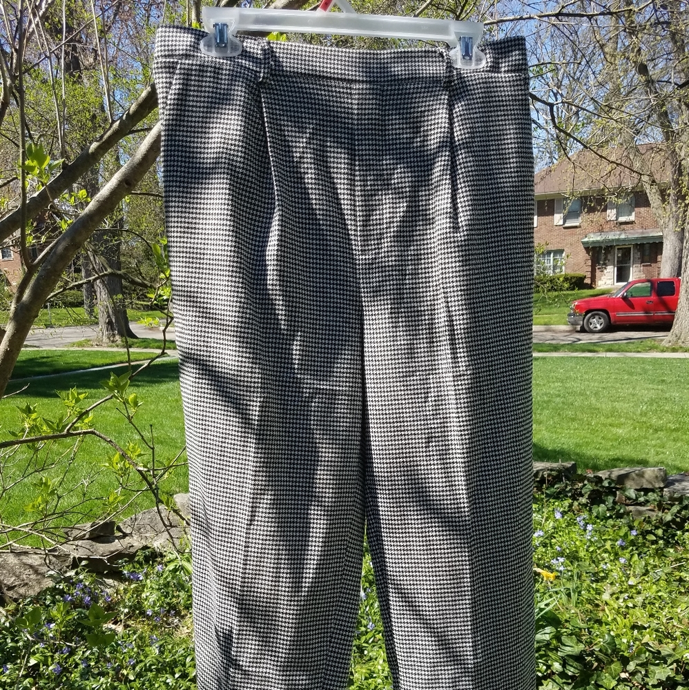 Black and white houndstooth trousers